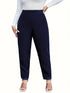 Navy Plus Size Straight Leg Casual Pants