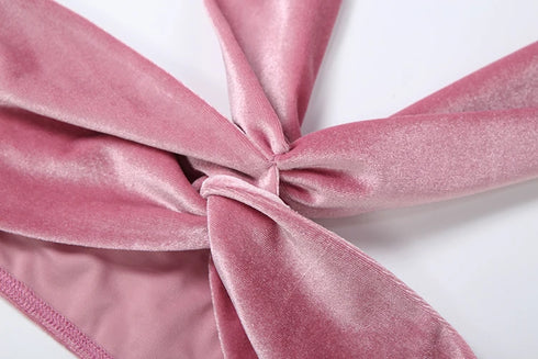 Velvet Cross Kink Tank Top & Ruched Long Skirt Set