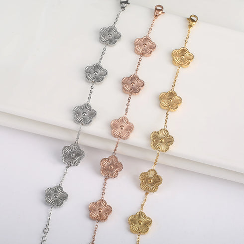 Stainless Steel Adjustable Clover Bracelet for Women