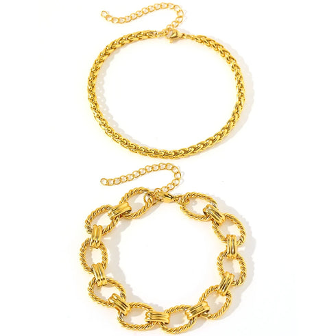 Minimalist Stainless Steel Bracelet Set for Women