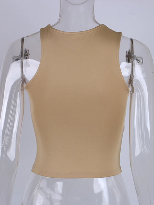 Cut Out Sexy Crop Off Shoulder Tank Top for Women Summer