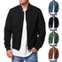 Men's Solid Colour Bomber Jacket - Casual Slim Fit