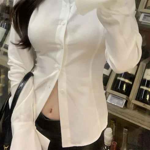 Slim Fit Flared Sleeve Women's Blouse