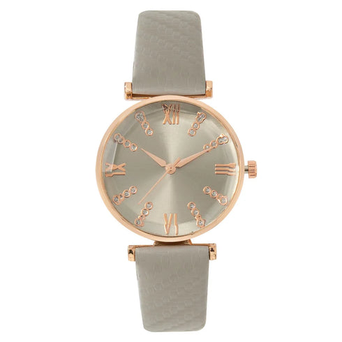 Luxury Ladies Diamond Roman Design Quartz Watch - Green Strap