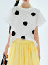Women's White Polka Dot Puff Sleeve Blouse