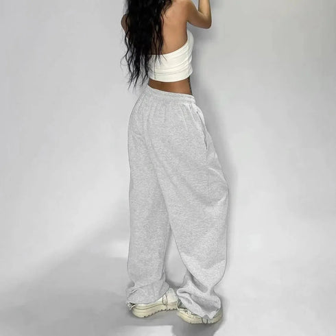 Y2K Grey Casual Wide Leg Cargo Pants