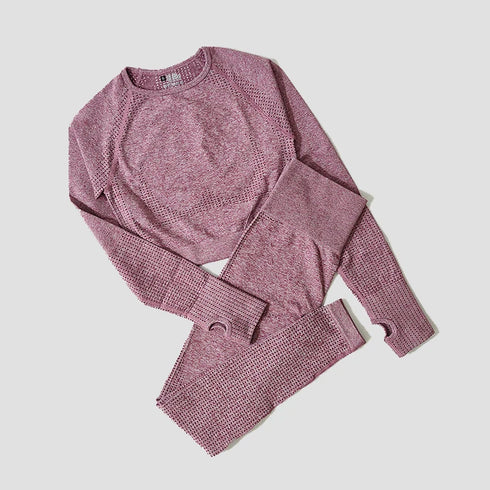 WAREBALL Women's Yoga Set - Long Sleeve Crop Top & Leggings