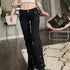Black Punk Y2K Grunge Bootcut Pants for Women