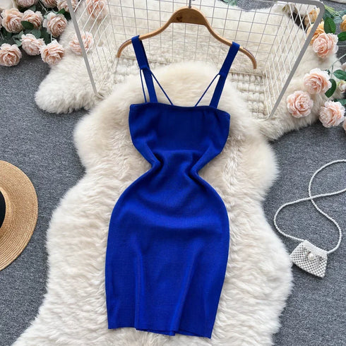 Women’s Backless Knitted Mini Dress