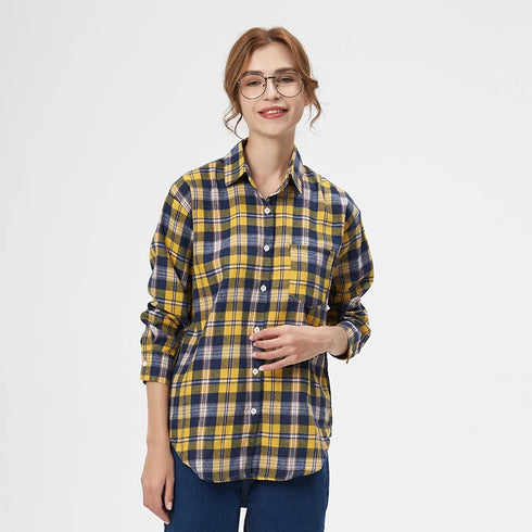 Plaid Flannel Shirt for Women - Casual Long Sleeve Top