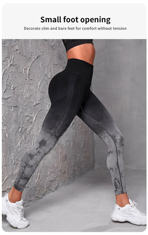Seamless High Waist Push-Up Leggings in Tie Dye