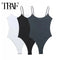 TRAF White & Black Sleeveless Bodycon Bodysuit