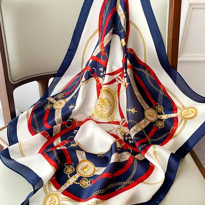 Silk Square Scarf with Bandana Print