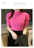 Women's Puff Sleeve Knitted Blouse with Half Turtleneck