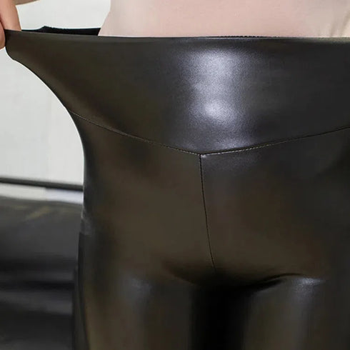 High Waist Shiny PU Leggings for Women