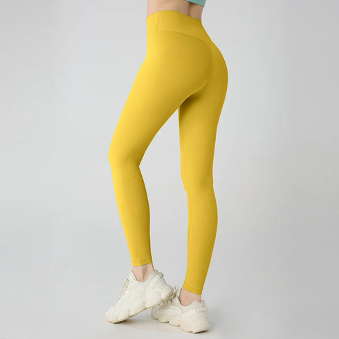 Naked Feeling Yoga Leggings High Waisted Hip Lifting Fitness Ankle Length Breathable Sports Pants for Running and Cycling