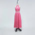 Women's Pink Two Piece Halter Collar Crop Top & Maxi Skirt