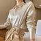 Plus Size Satin Long Sleeve Blouse for Women
