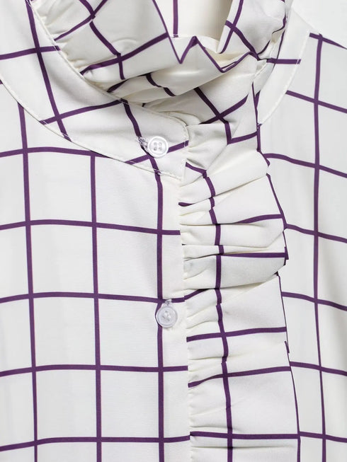 Elegant Ruffled Purple Casual Blouse for Women