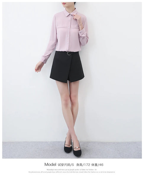 Simple Solid Color Loose Women's Chiffon Shirt Tops 2023 New Long Sleeve Casual Elegance Woman Blouses Lady Office Shirt Clothes
