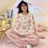 Flannel Warm Pyjamas Set for Women's Plus Size Loungewear