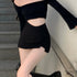 Black High Waist Split Mini Skirt for Women