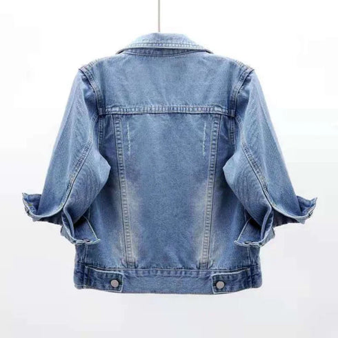 Stylish Women's Denim Jacket - Casual Pink & Blue Jean Coat for All Seasons, Comfortable & Soft, Perfect for Outdoor Activities and Daily Wear