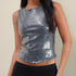 Women’s Sequined Long Sleeve Crop Top