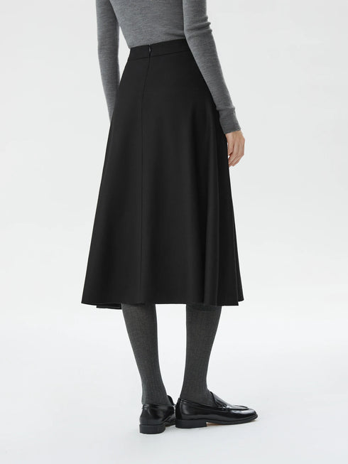 Wool High Waisted A-line Skirt for Women
