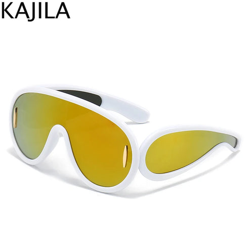 Oversized Wave Mask One-Piece Sunglasses for Women