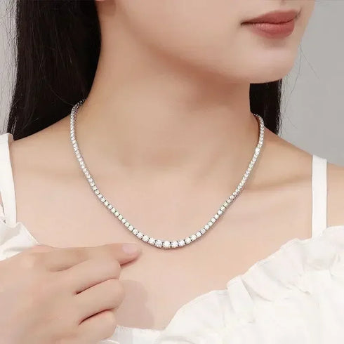 925 Sterling Silver Zircon Chain Necklace for Women