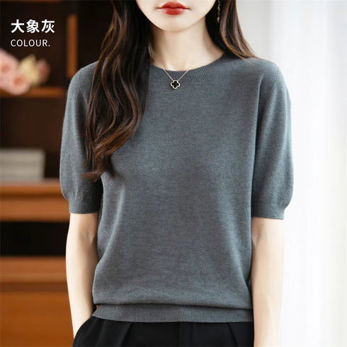 Merino Wool O-Neck Sweater for Women