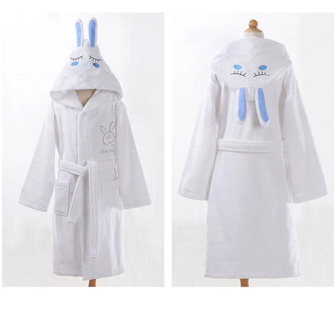 Children's Hooded Cotton Bathrobe with Rabbit Design