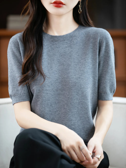 Merino Wool O-Neck Sweater for Women