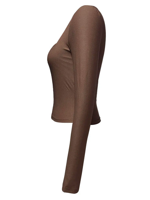 Women's Slim Fit Crop Tops Fashion Long Sleeve Square Neck Solid Color Pullover Basic T-Shirt Dressy Blouses 2024 New Streetwear