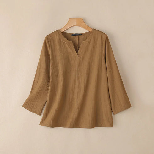2025 ZANZEA Autumn Blouse Women V Neck Long Sleeve Tops Casual Solid Loose Shirt Female OL Work Blouses Retro Tunic Blusas Mujer