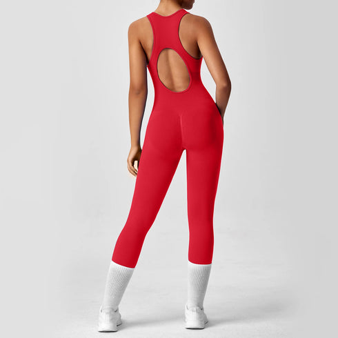 Seamless V-Back Tummy Control Yoga Bodysuit