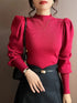 Slim Fit Turtleneck Sweater with Puff Sleeves