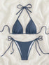 Blue Mi-Grid Bikini Set for Women