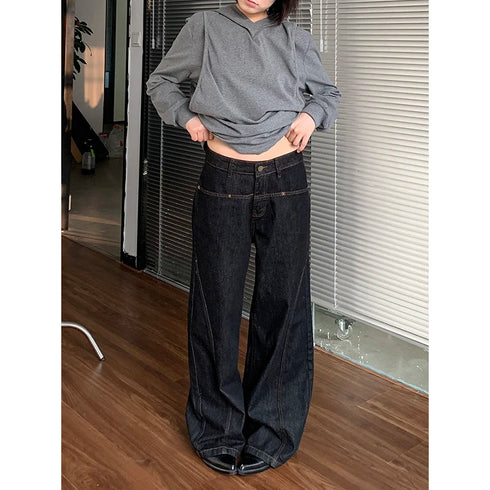 High Waist Blue Wide Leg Jeans for Women