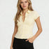Women's Slim Fit Short Sleeve Button-Up Shirt in Yellow