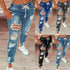 Women's Mid Waist Lace-Up Slim Fit Denim Jeans