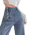 High-Waisted Loose-Fit Straight-Leg Denim Trousers