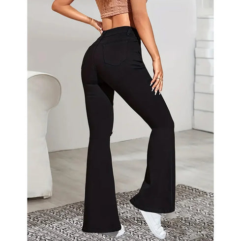 High Waist Black Flare Jeans for Women