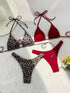 Chic Black, Brown and Red Bikini Swimsuit