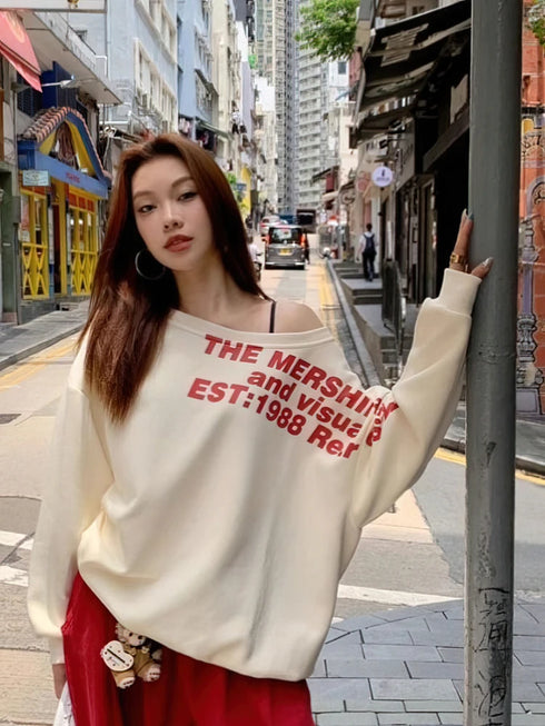 Oversized Graphic Long Sleeve T-Shirt for Women