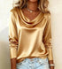 Luxurious Draping Long Sleeve Silk-Like Top