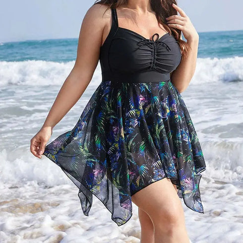 Womens Plus Size Tummy Control Swimdress