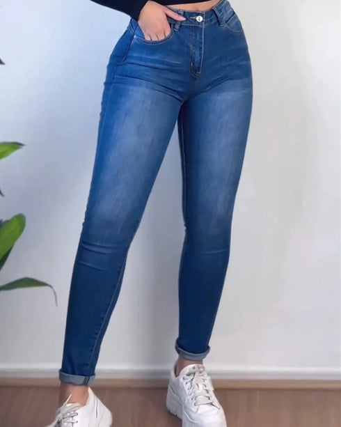 Plus Size High Waist Skinny Denim Pants