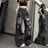 Vintage Black Ripped Wide Leg Jeans for Women